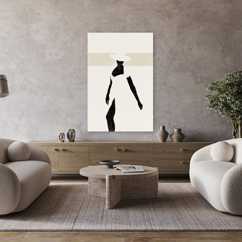 Noir et beige II - Art figuratif multicentrique, H 48 po x l 32 po