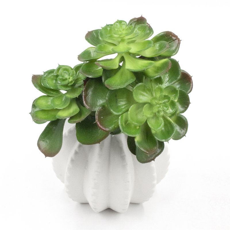 Fausse plante grasse 10 "dans un vase en pierre