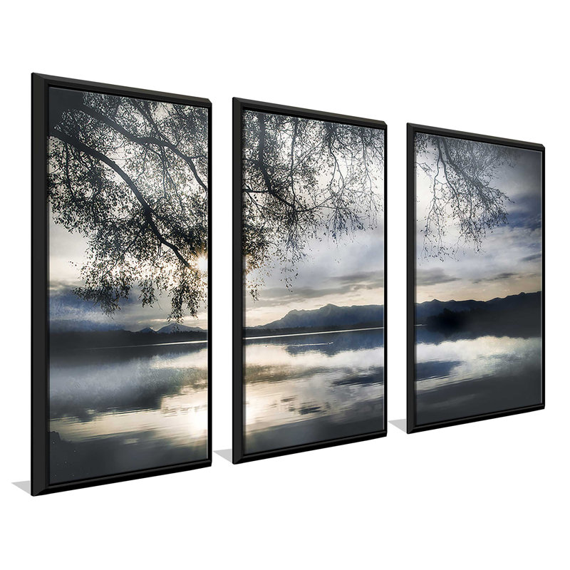 Staffelsee Lake - 3 pièces, reproduction sur toile, L 52,5 po x H 33,5 po