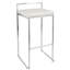 Tabouret de bar empilable contemporain 30 "en acier inoxydable avec similicuir blanc Fuji par Lumisource - ensemble de 3-1097550040-1097550021