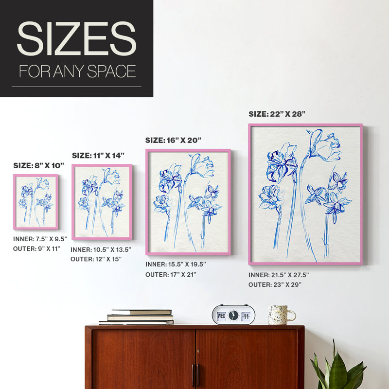 Inky Daffodils I - reproduction encadrée de qualité supérieure - prête à être accrochée - aucun clou requis - aucun clou requis