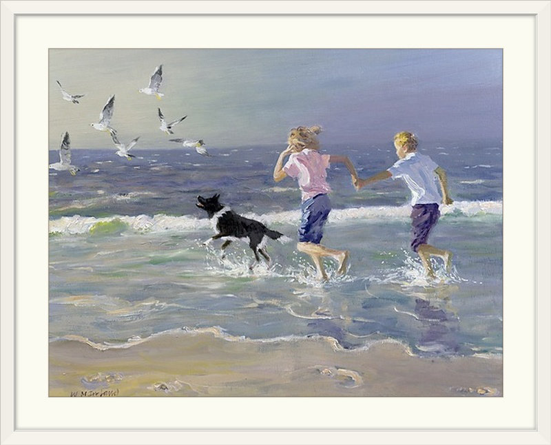 « the chase » par william ireland, reproduction d’art, H 20 po x l 24 po x p 1 po, Cadre blanc