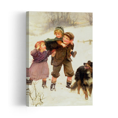 «The Piggy Back Ride», impression d'art abstrait paysage contemporain chien 1900