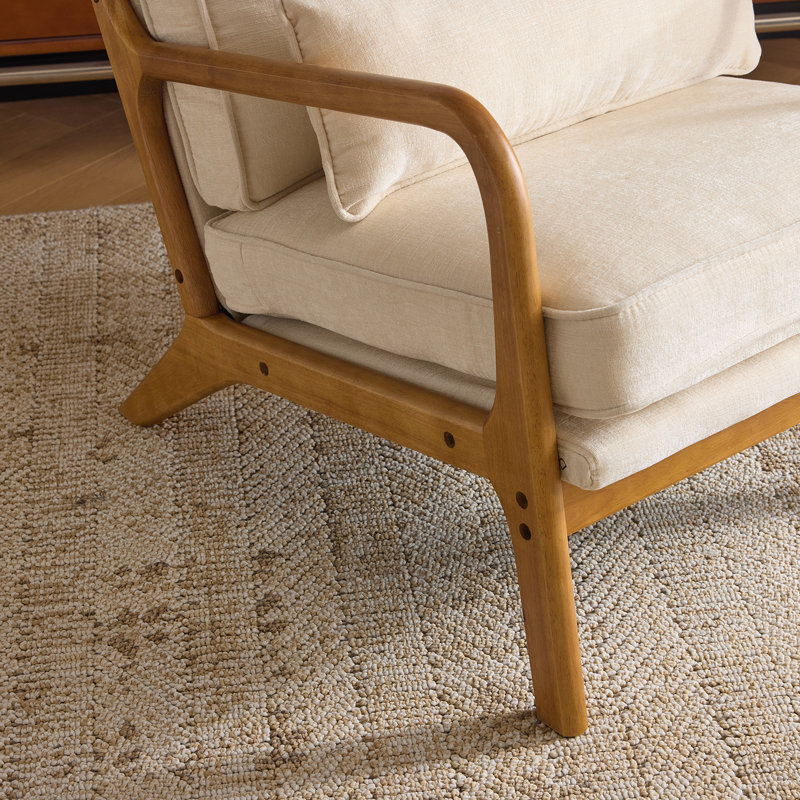 Fauteuil en chenille Mid-Century, Beige