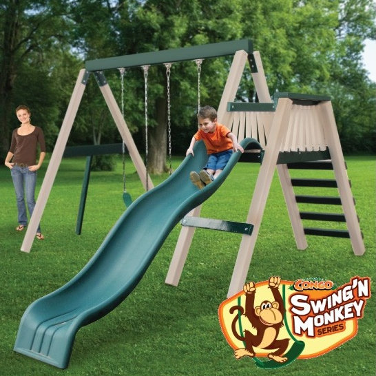 Congo Swing'N Monkey 2 Position Swing Set, Green / Tan