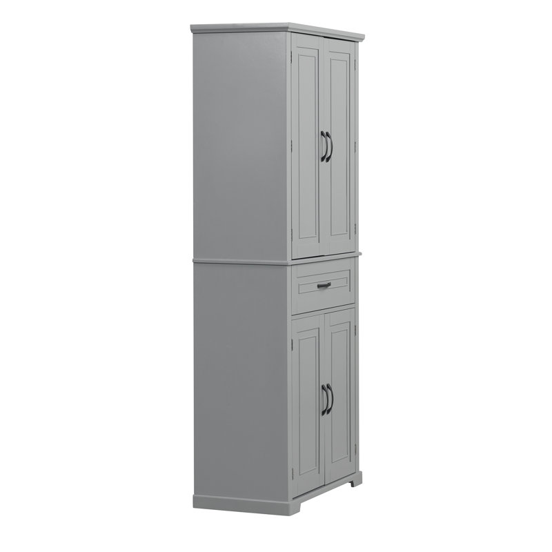 Grey Bathroom Storage Cabinet with Doors and Drawer, Adjustable Shelf, Multiple Storage Space for Bathroom Organization