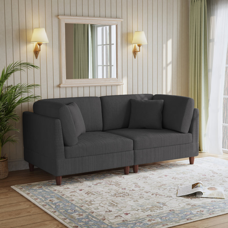 2 Seater Corduroy Sofa, Grey