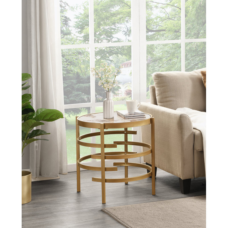 Table d'appoint Modern, table de bout en pierre frittée Pandora, l 20,67 po x P 20,67 po x H 21,65 po