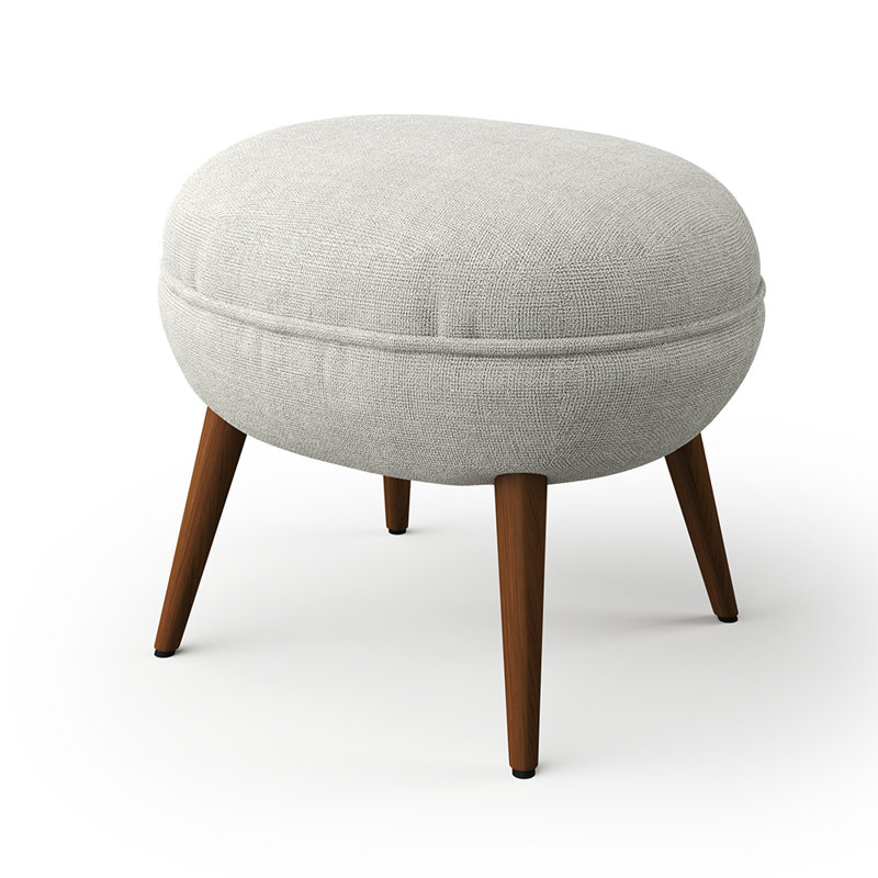 Flemming 54cm Wide Oval Solid Colour Footstool Ottoman, Beige