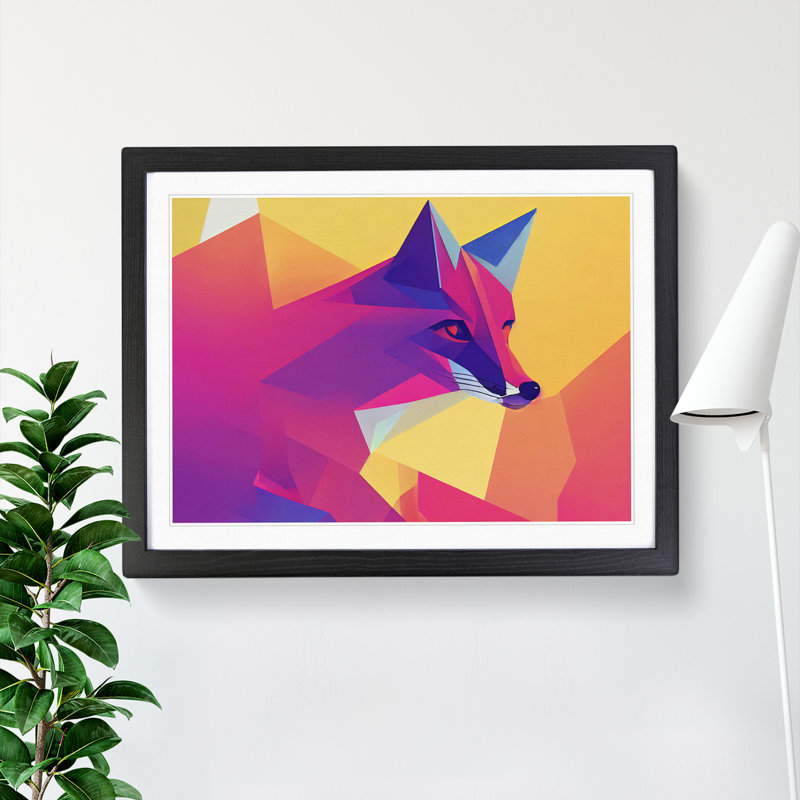 XH1022-7277X Radiant Abstract Fox - Single Picture Frame Print, 34cm H x 46cm W x 2cm D, Black Framed