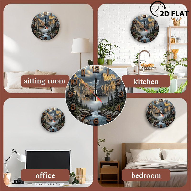 Mountain Waterfall Clock Wall Decor