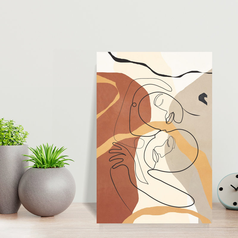 Art mural abstrait contemporain, "Développer les visages 03", H 18 po x l 12 po
