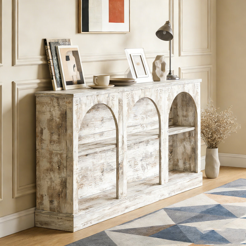 Farmhouse Console Table Entryway Table with 3 Tier Storage