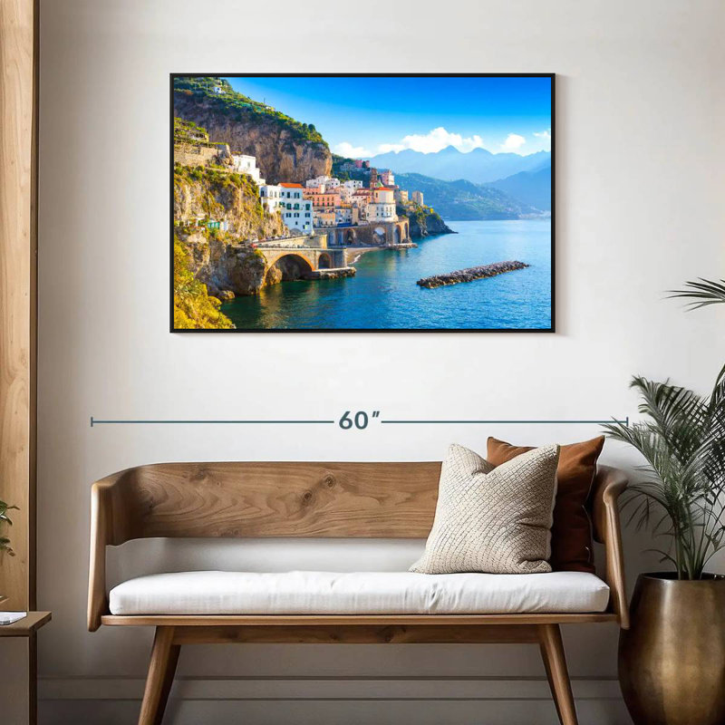 Lumière du jour sur la côte d'Amalfi, Cadre flottant noir, 43 po x 29 po