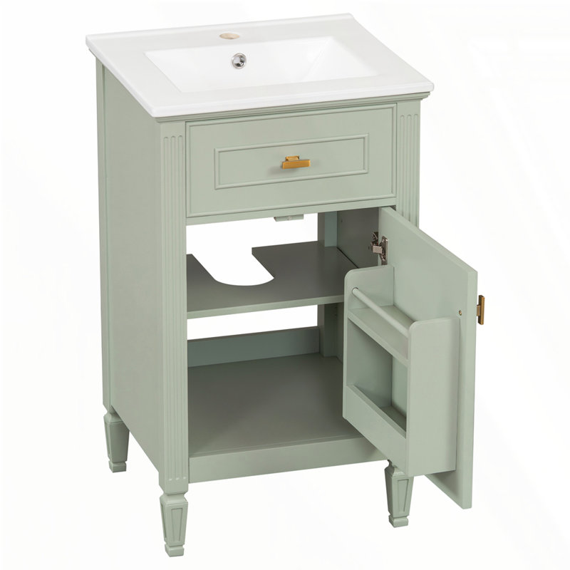 Meuble-lavabo de 20 po avec lavabo, Vert