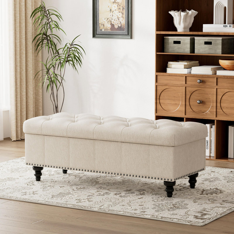 Table basse avec repose-pieds 47 po avec rangement, entrée et salon, beige