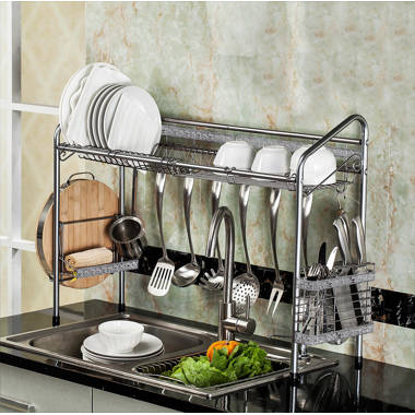 304 Silver Stainless Steel Kitchen Rack Sink Drain Rack Dish Bowl
