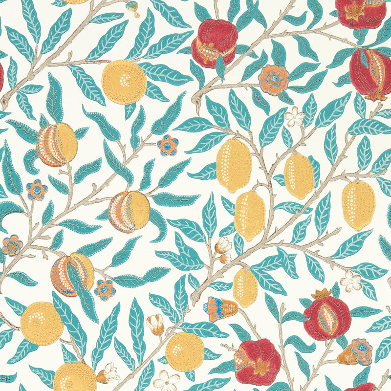 Fruit 10.05m x 52cm Matte Wallpaper Roll, Blue/Yellow/Red