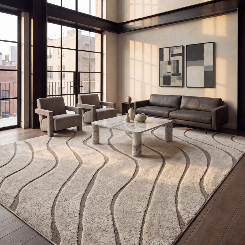 Tapis crème / beige Ashal, Carré 5 pi