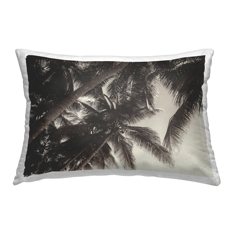 Coussin décoratif imprimé feuilles de palmier foncé par Acosta