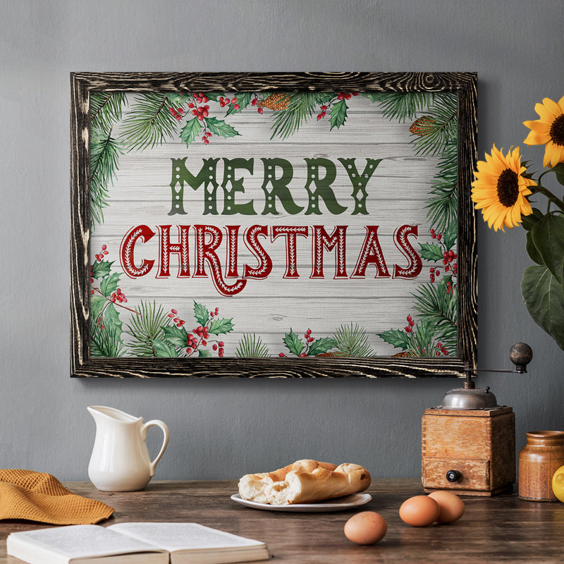 Verdure de Noël encadrée sur toile, H 14 po x l 20 po x P 1,5 po, Noir