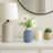 Decorative Ceramic Geometric Table Vase for Home Decor - Patterned Flower Vase for Shelf Styling and Living Room Display, Blue-1419264248