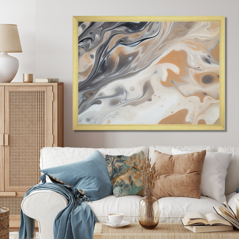 " Abstract Marble With Copy Space IX ", Gold Single Picture Framed, 34" H x 44" W x 1.5" D