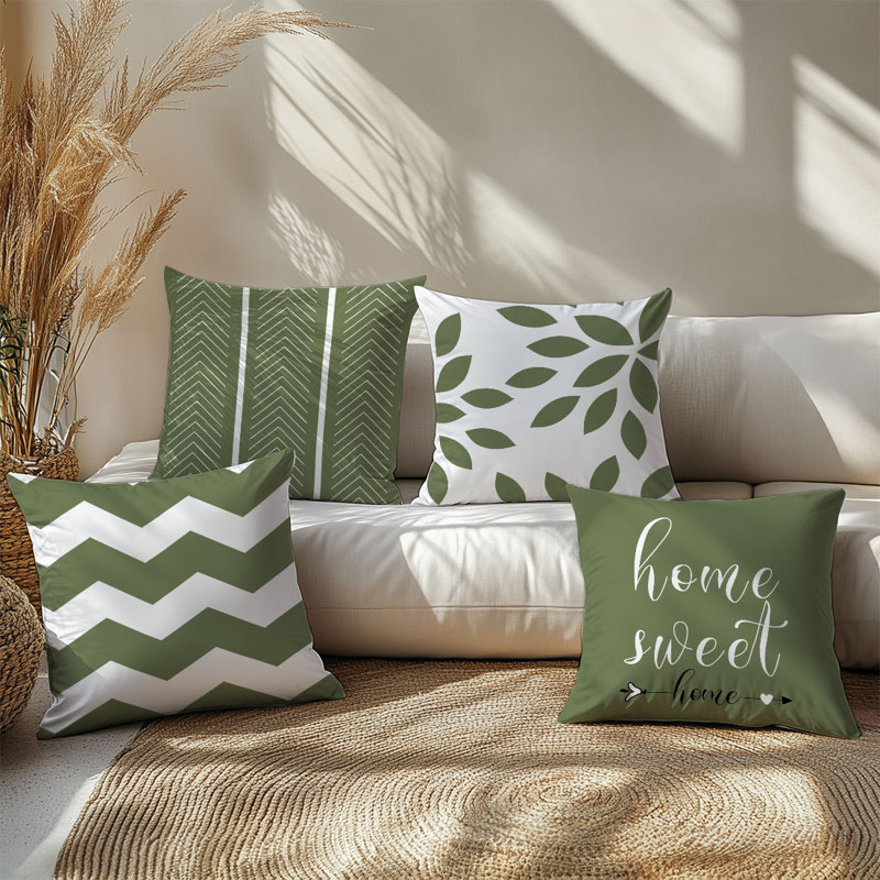 4 Pcs Simple Line Leaves Pattern Decorative Pillow Covers