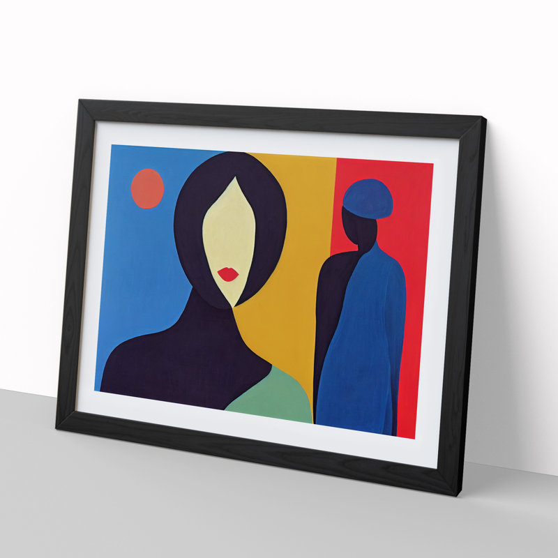 Two Women Abstract Vol.4 1 Piece Single Picture Frame Wall Art, 25cm H x 34cm W x 2cm D, Black Framed