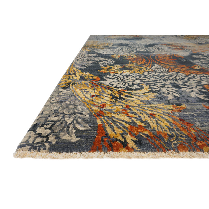 Très Jolie Hand Knotted Wool Area Rug in Blues