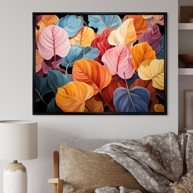 «Colorful Pastel Vibrant Foliage III», reproduction sur toile, Cadre flottant noir, H 12 po x l 20 po x P 1 po