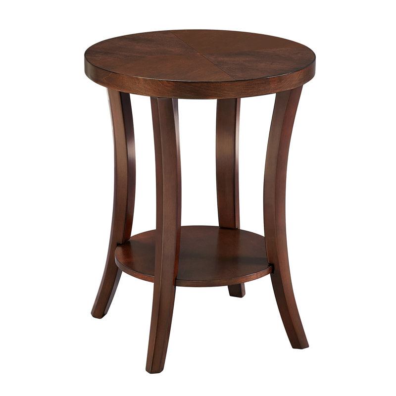 Dinh Round End Table with Shelf, Brown
