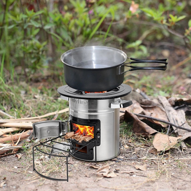Portable Camping Rocket Stove, Silver