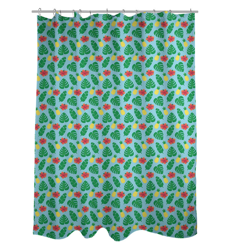 Rideau de douche tropical simple elizabeth katelyn, Bleu