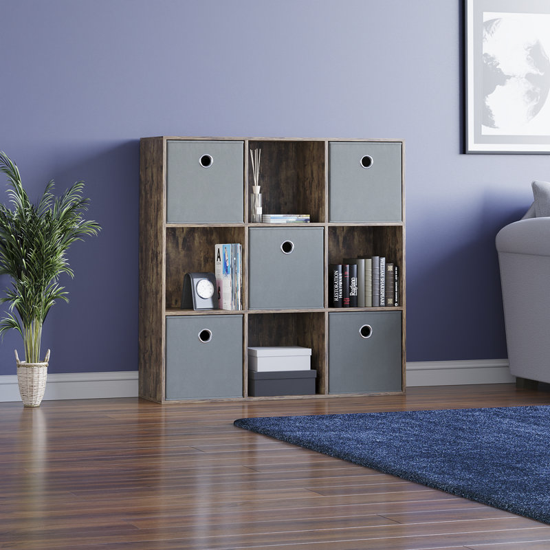 Westwind 96.5cm H x 96.5cm W Bookcase, Dark Wood/Grey