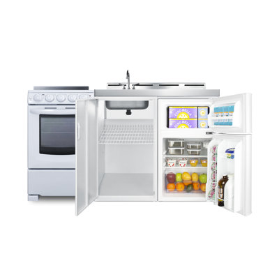 Summit Appliance All-In-One Combo Kitchens 3.2 Cubic Feet Kitchenette Mini Fridge with Freezer