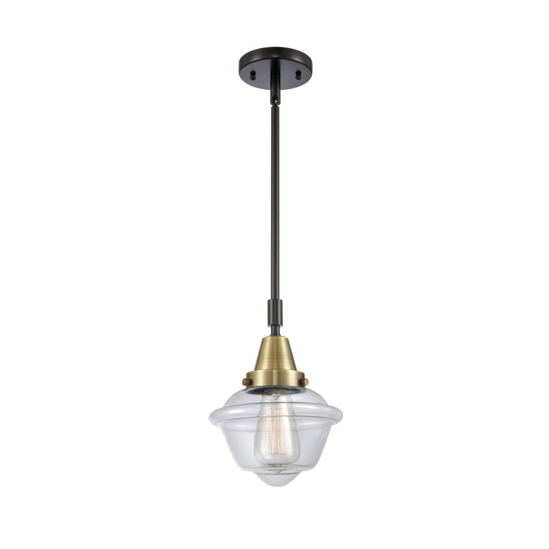 Luminaire suspendu pour école simple à 1 lumière Frand, Ampoule non incluse, Transparent, Laiton antique noir