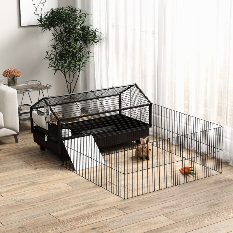 Cage avec aire de jeu pliable spacieuse - convient au cochon d'Inde et au hérisson, parc pour petits animaux attrayant