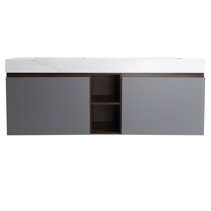 Ensemble de meuble-lavabo double 60 po, Gris