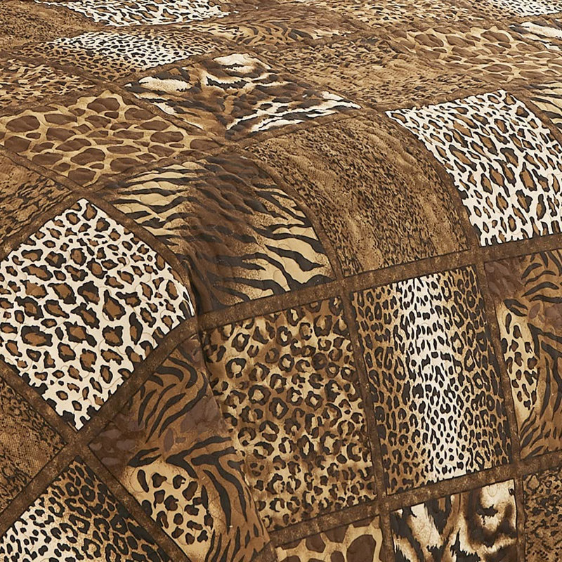 Twin Size Chocolate Brown Animal Print Comforter Set