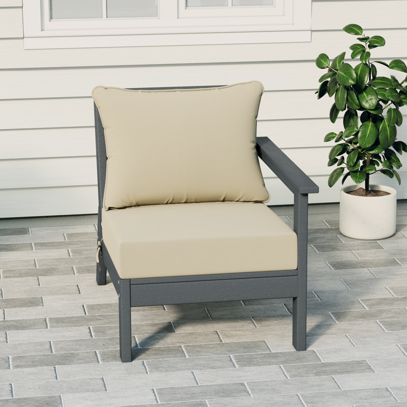 Deep Seating Right Arm Chair With Cushions, Beige, Gray