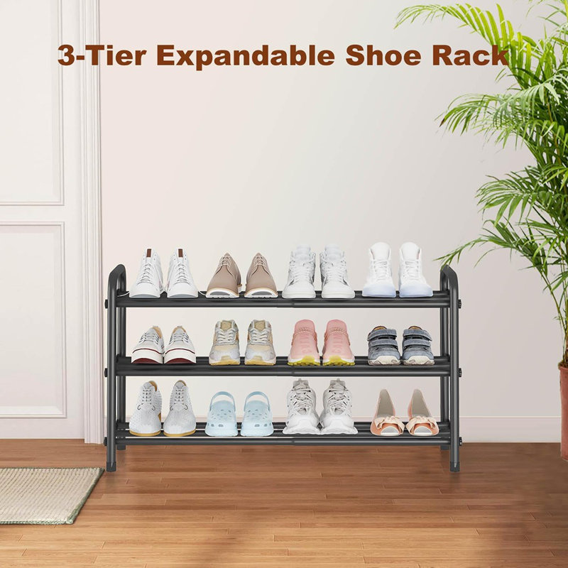 Range-chaussures extensible - Étagère à chaussures à 3 niveaux pour garde-robe, vestibule et porte d'entrée