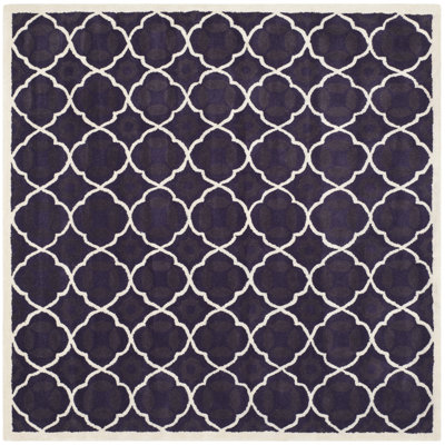 Carolene Hand Tufted Wool/Cotton/Latex Geometric Rug in Purple/Ivory