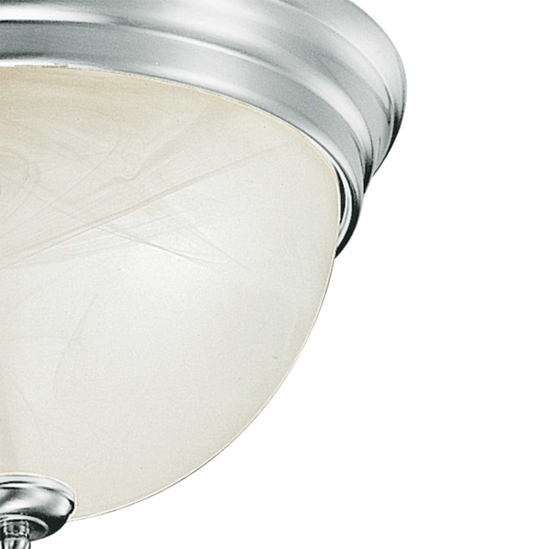 Plafonnier encastré rond simple en nickel brossé l 11 po avec abat-jour en verre albâtre blanc Troy