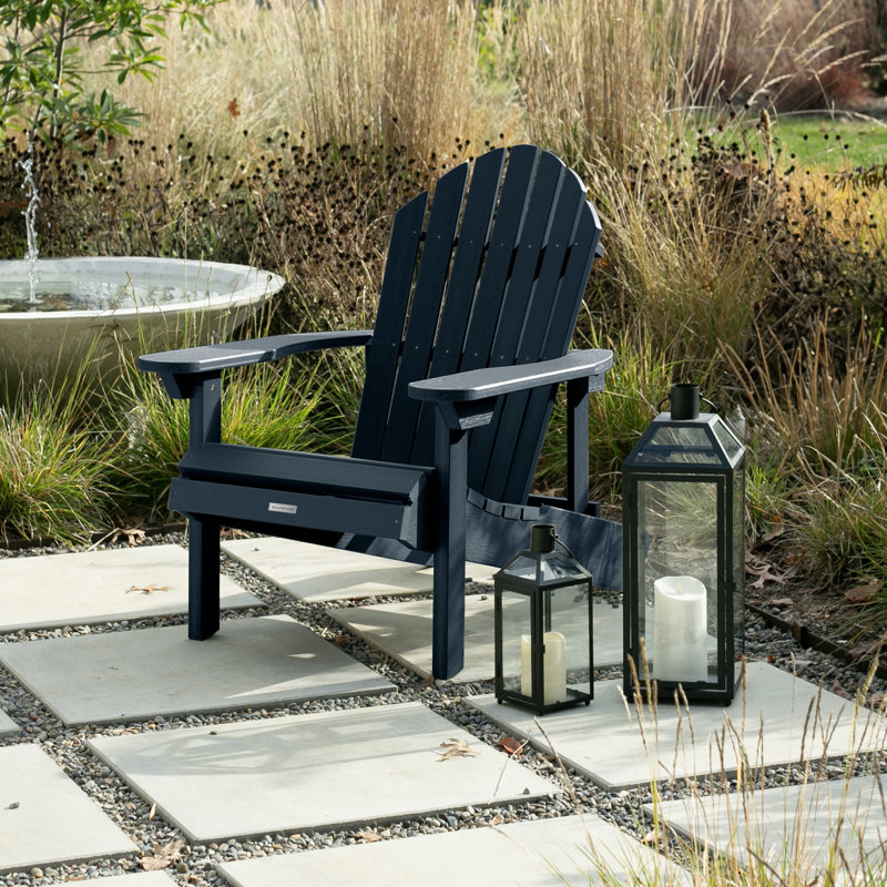 Chaise Adirondack pliante et inclinable en plastique Anette, Bleu fédéral