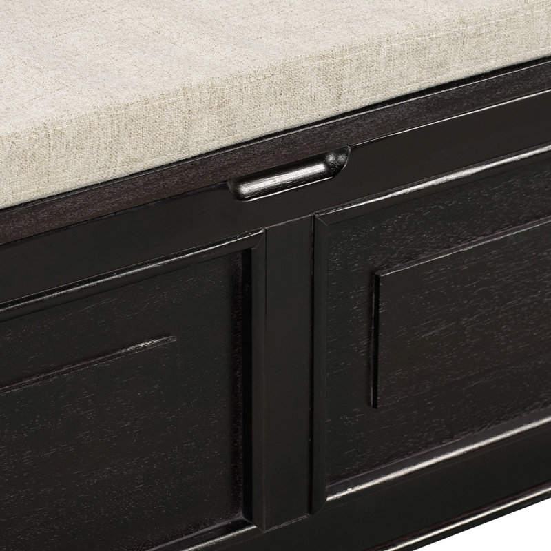 Linen Upholstered Storage Bench, Espresso