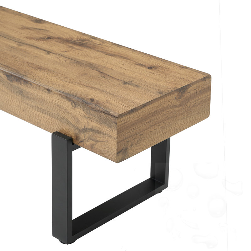 Banc en bois avec pieds en métal, Naturel