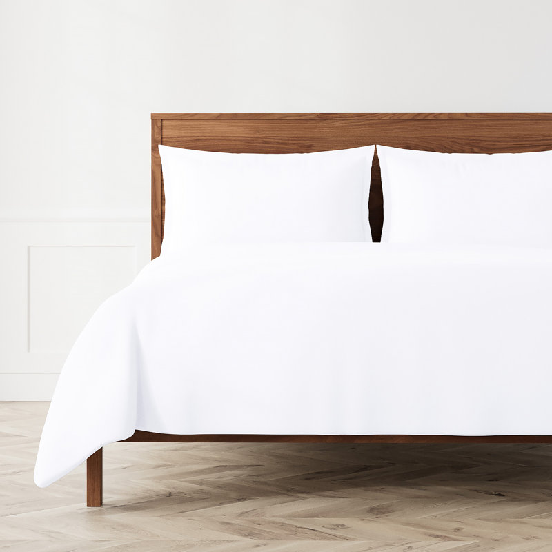 Neo Cotton Topstitched Flange Duvet Cover, King Duvet Cover + 2 King Shams, White