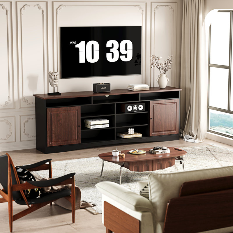 78'' Media Console TV Stand for TVs up to 85" with Open Shelf and Storage Cabinet