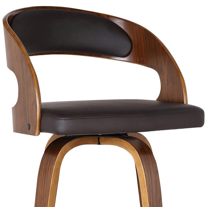 Tabouret de bar moderne en similicuir, Siège brun foncé / structure brune